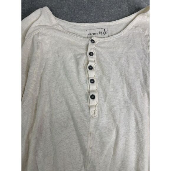 We The Free Gametime Henley Tee Women's Size Medium Cream - Picture 3 of 9